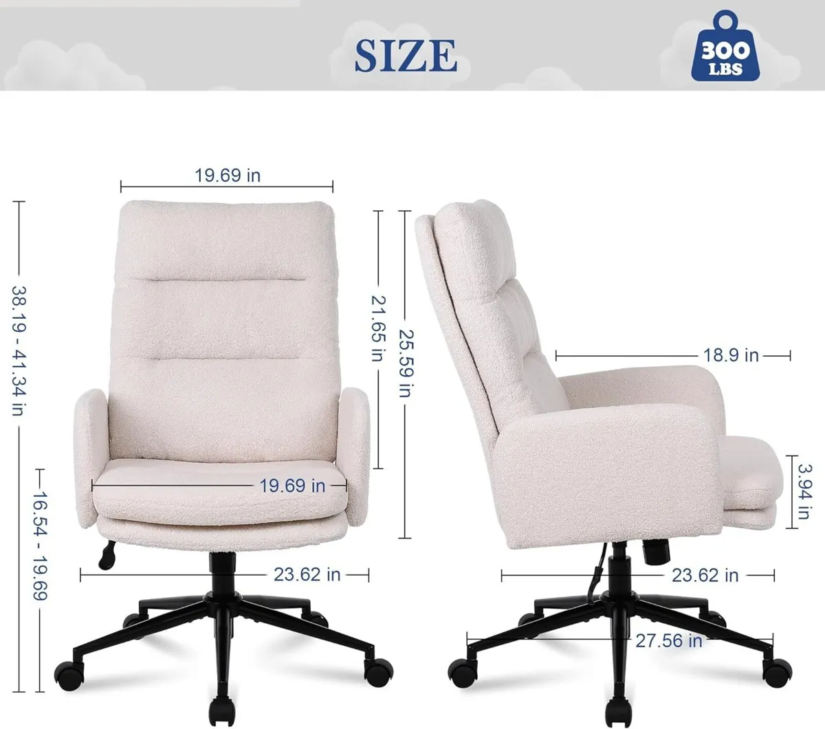 Office Chair for Home Teddy Fleece Desk - Image 3
