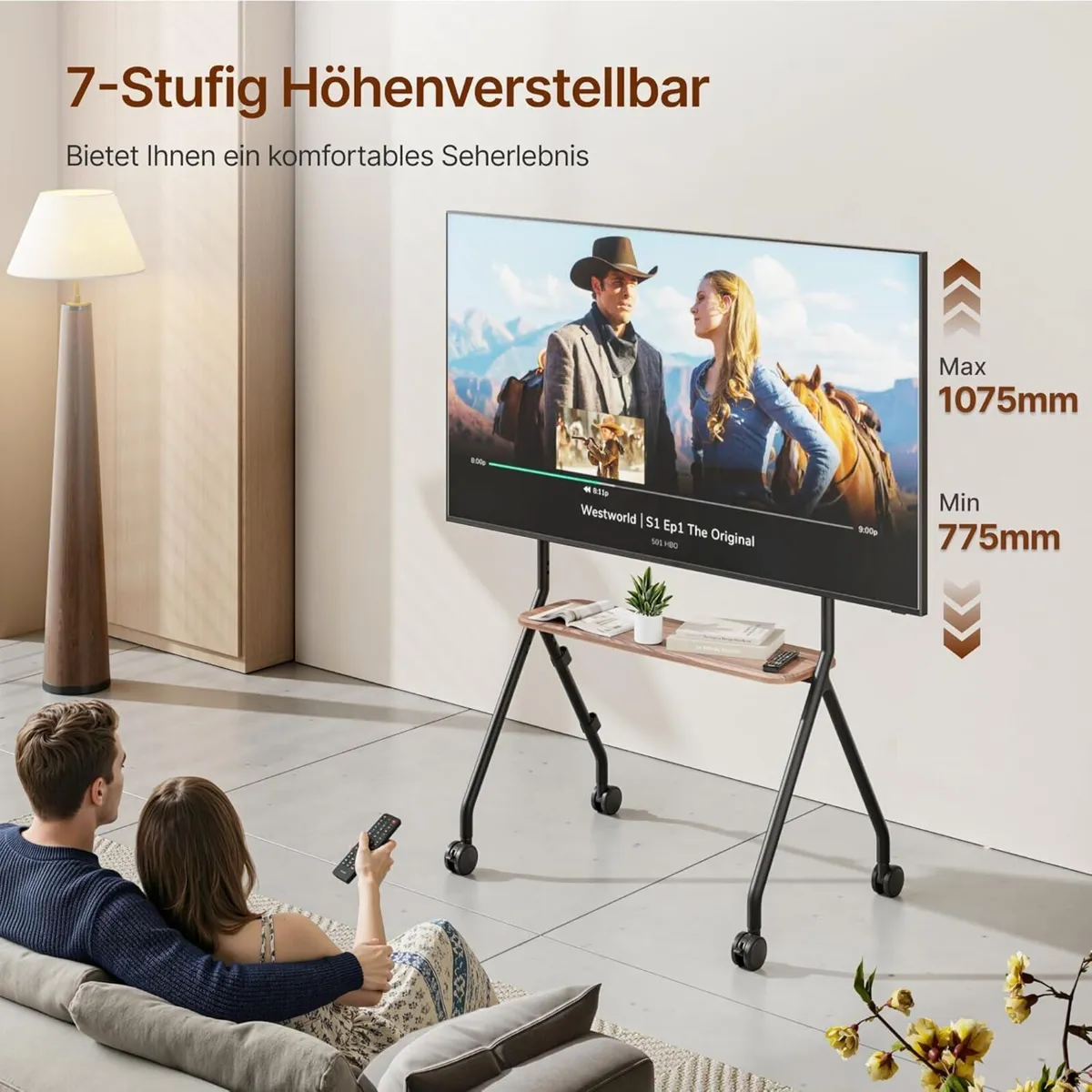 TV Stand with Wheels for 49-80 Inches Up - Image 3