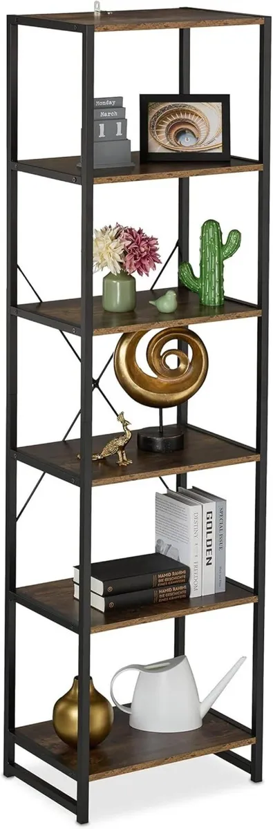 Bookcase with 6 Tiers Industrial Look - Image 1