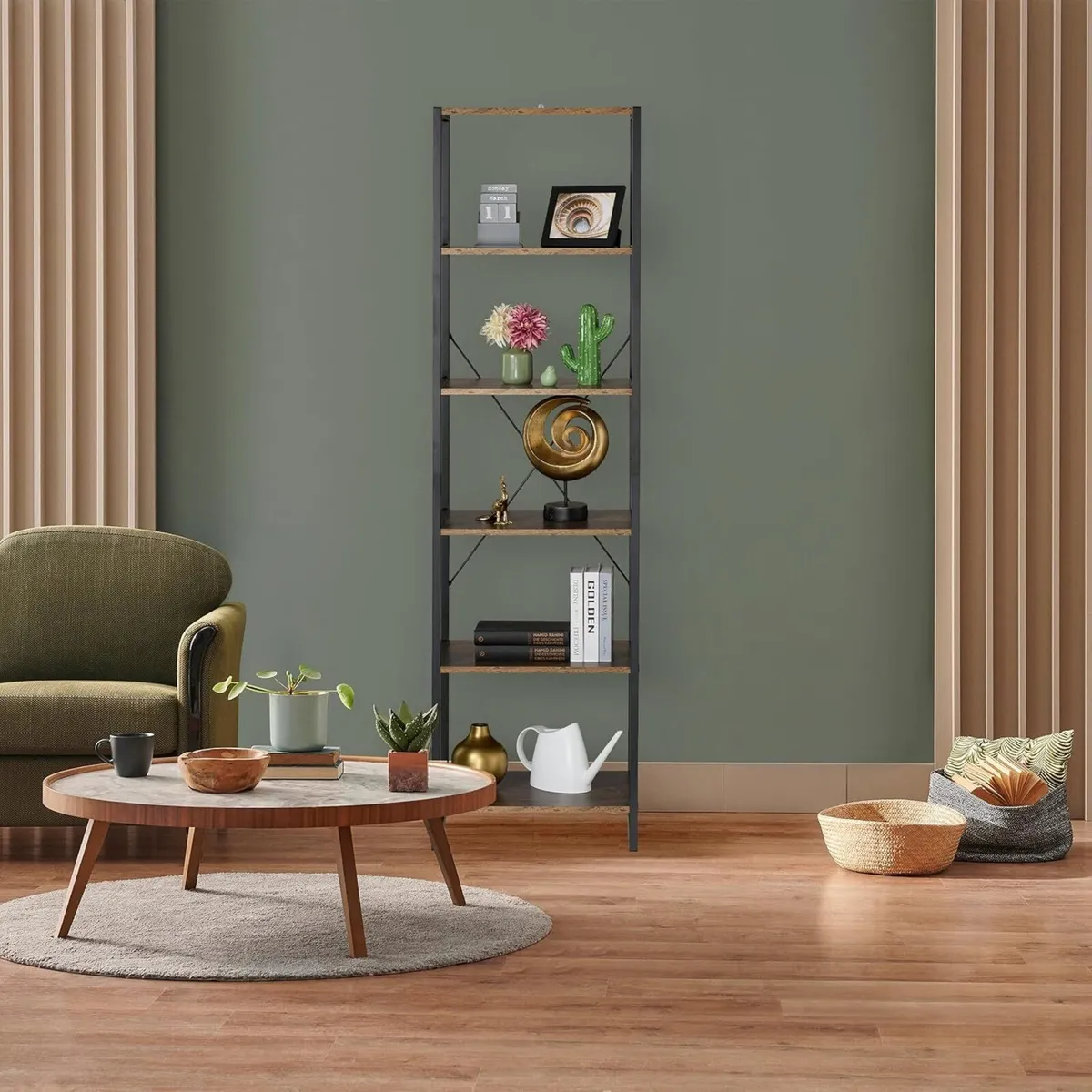 Bookcase with 6 Tiers Industrial Look - Image 2