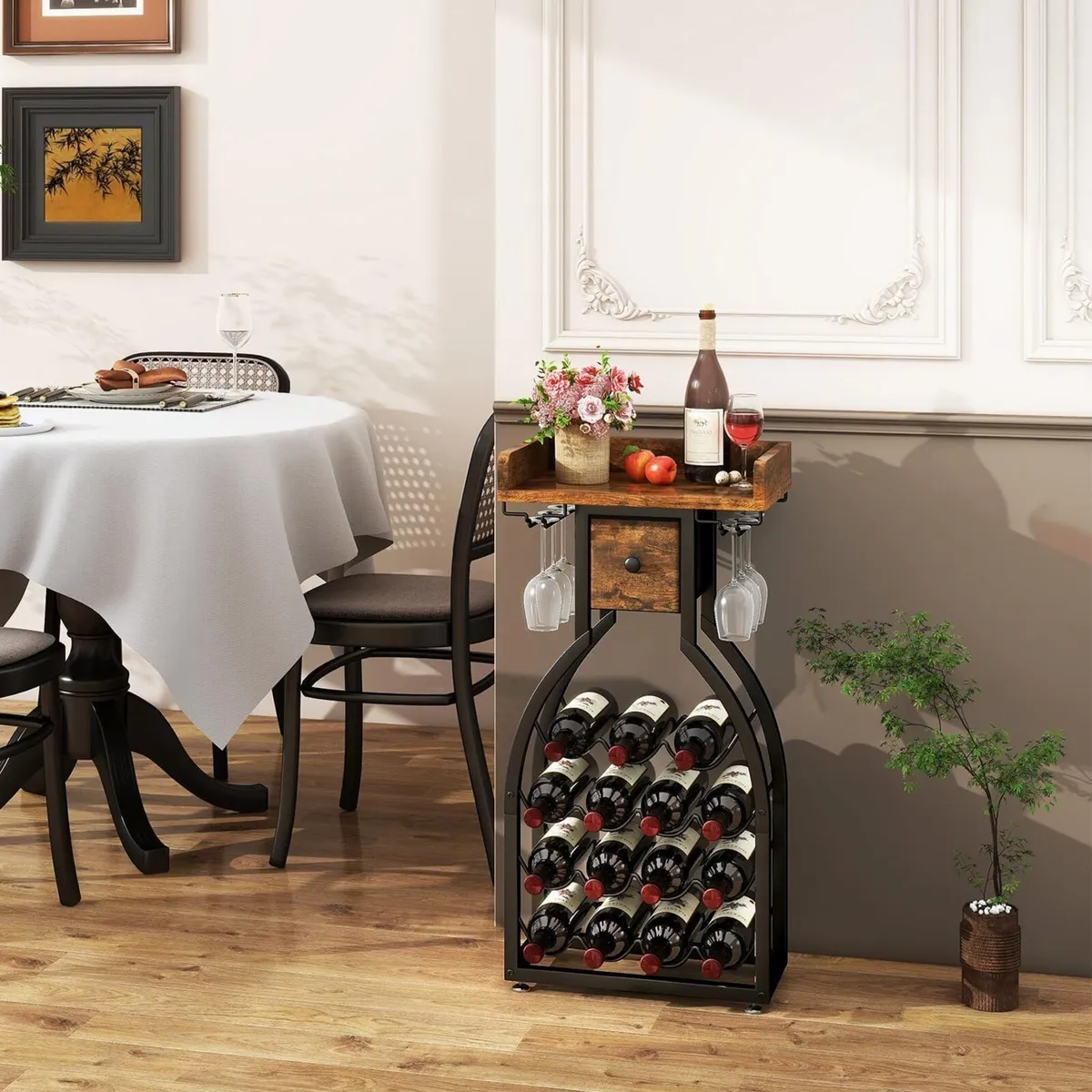 Wine Rack Freestanding Floor 15 Bottles Glass - Image 4
