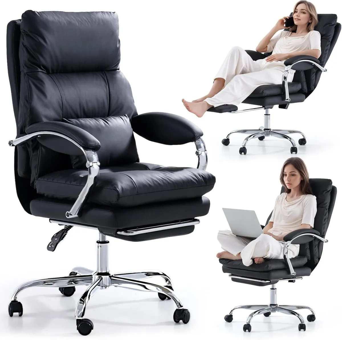 Desk Chairs with Foot Rest Reclining Office Chair - Image 1