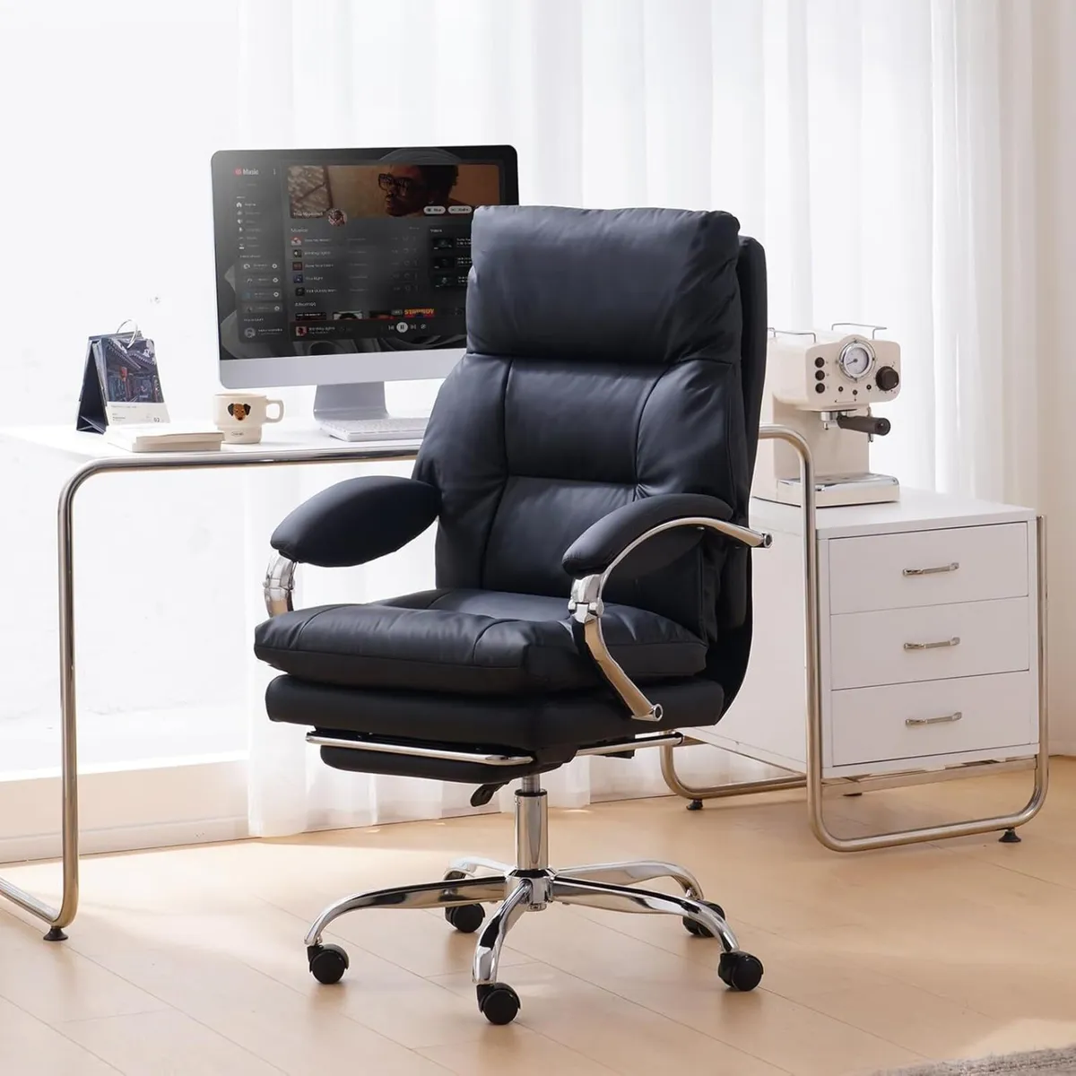 Desk Chairs with Foot Rest Reclining Office Chair - Image 2