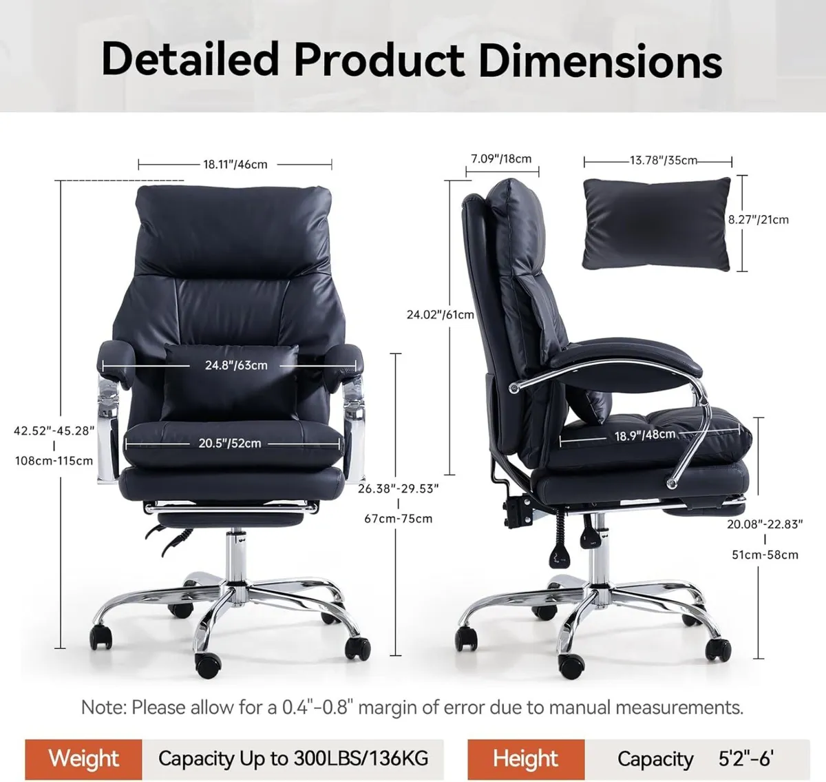 Desk Chairs with Foot Rest Reclining Office Chair - Image 3