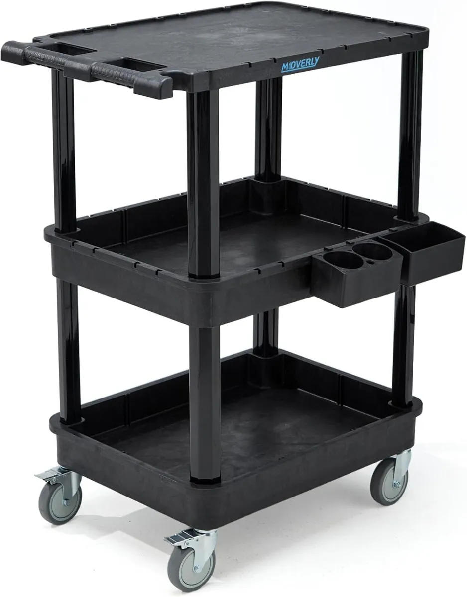 3-Tier Utility Cart with Flat Top and Deep - Image 1