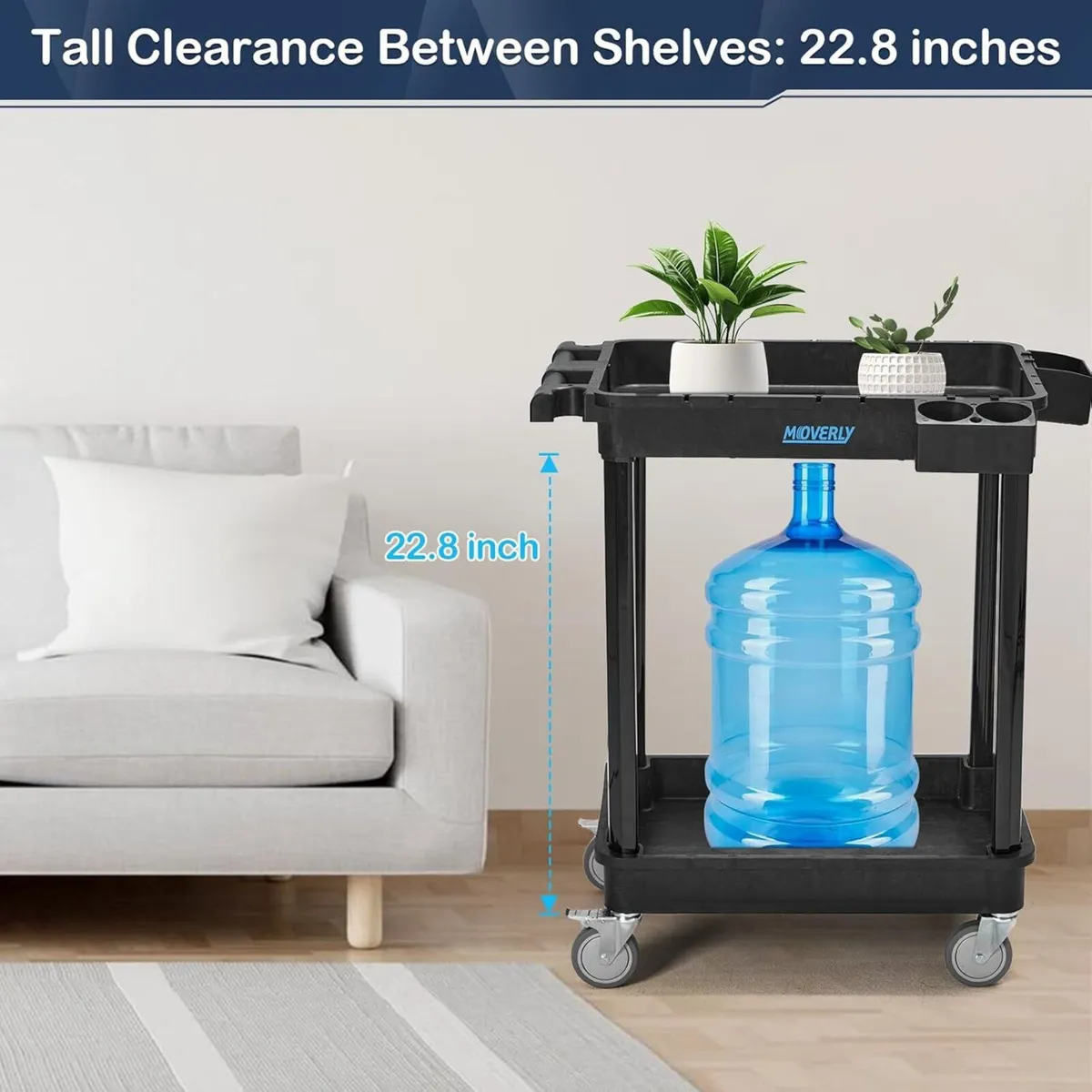 Heavy Duty 2-Shelf Utility Cart 28x19 Inch 220 - Image 4