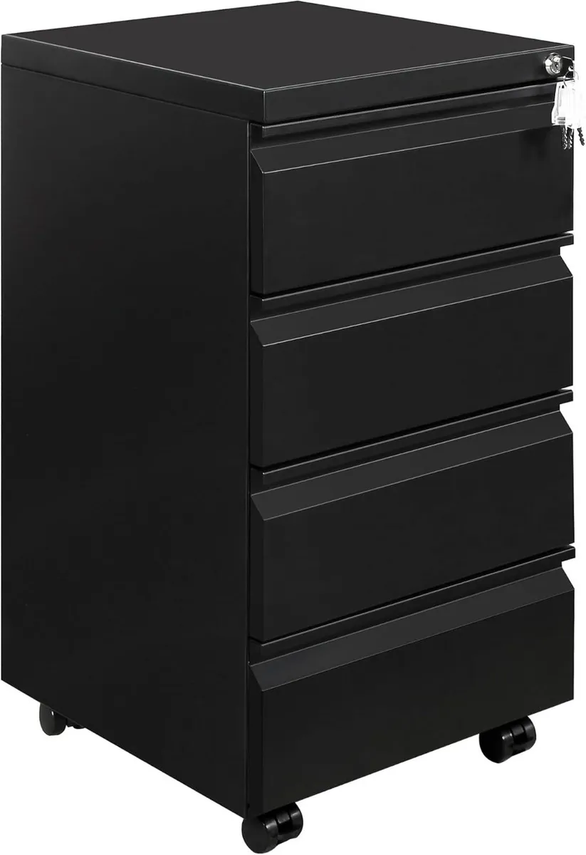 4 Drawers File Cabinet Metal Filing with Lock - Image 1