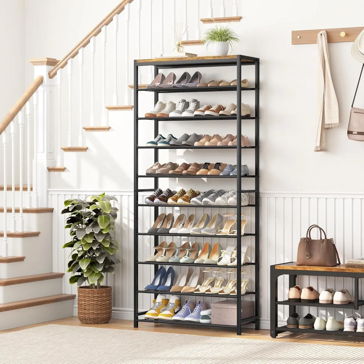 10-Tier Industrial Shoe Rack Organiser for 36-40 - Image 4
