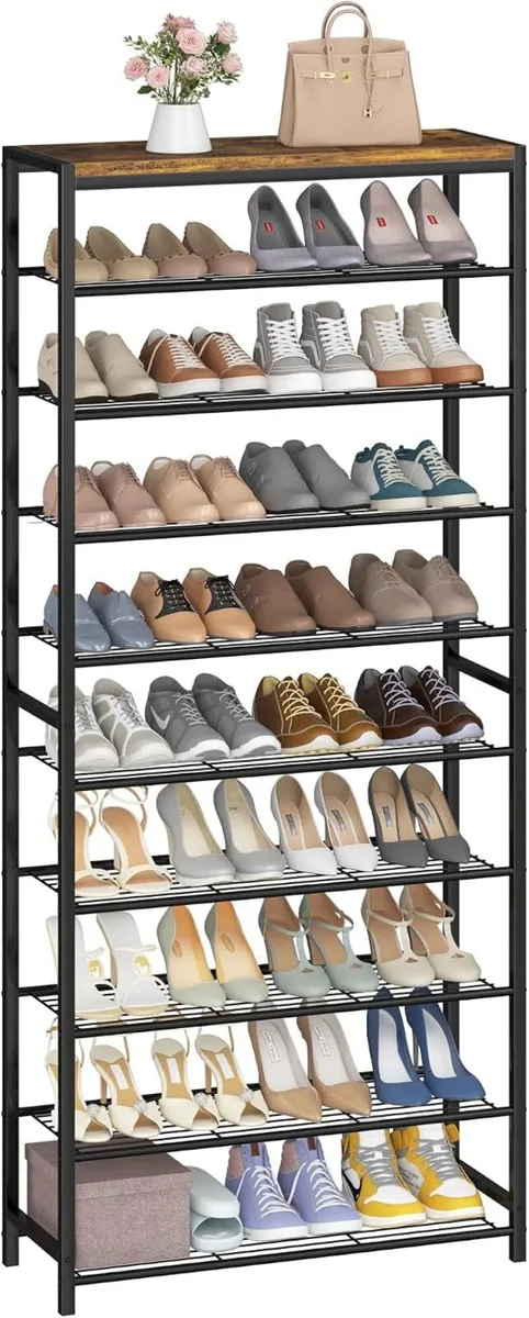10-Tier Industrial Shoe Rack Organiser for 36-40 - Image 1