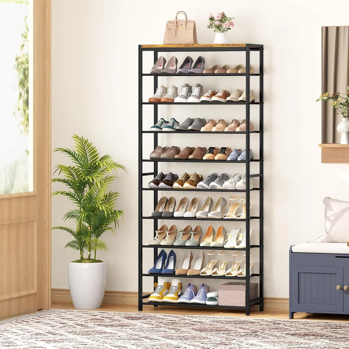 10-Tier Industrial Shoe Rack Organiser for 36-40 - Image 2