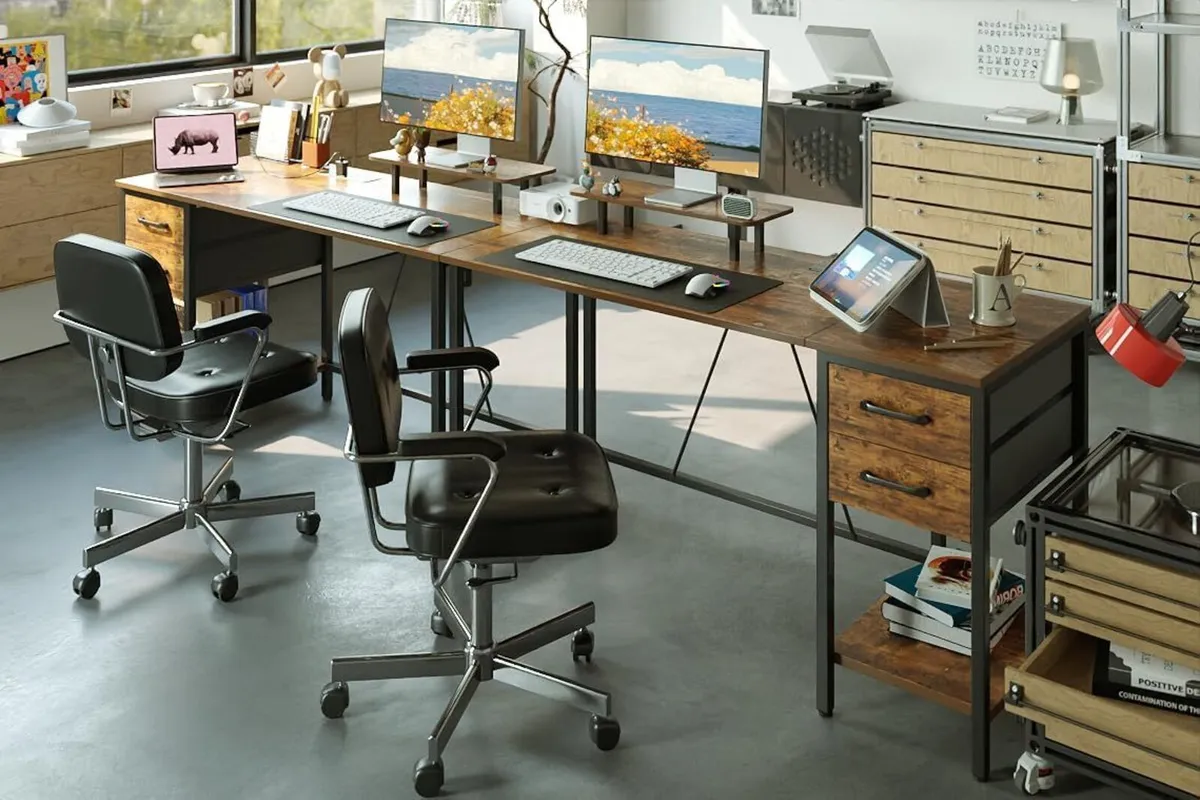 Computer Desk with Drawers Power Outlets Office - Image 2