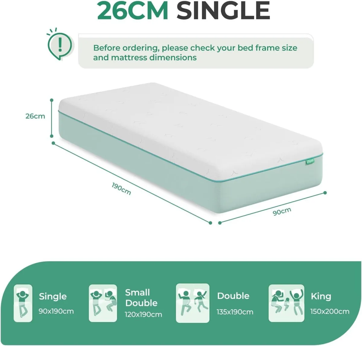 Mattress with Gel Bamboo Foam Memory Cool Sleep - Image 2