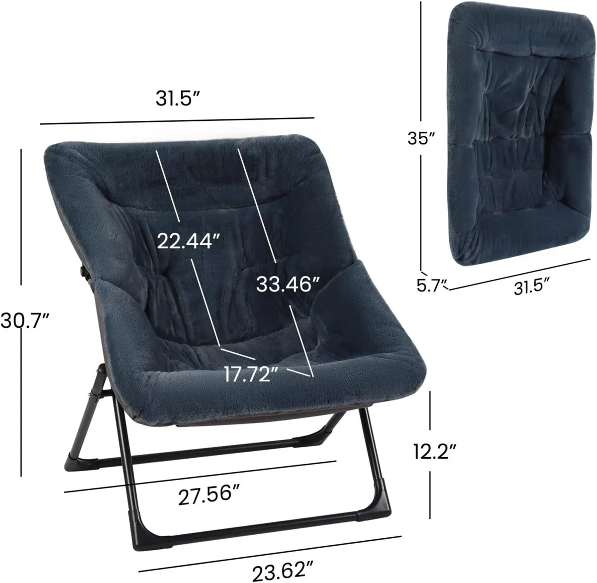 Armchair Saucer Chair Comfy Faux-Fur Reading - Image 3