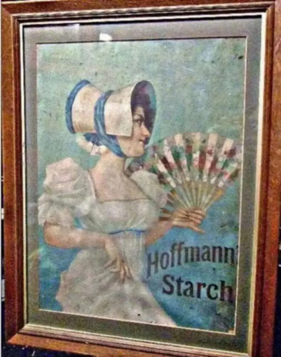 Large Vintage Framed Hoffman Starch Advertisement - Image 1