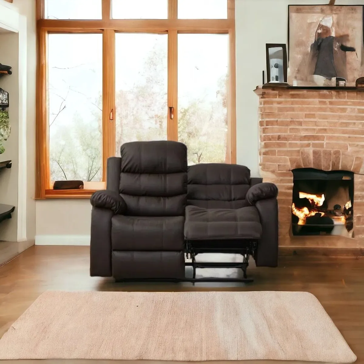 🛋️2-Seater Recliner Sofa – Brown - Image 3