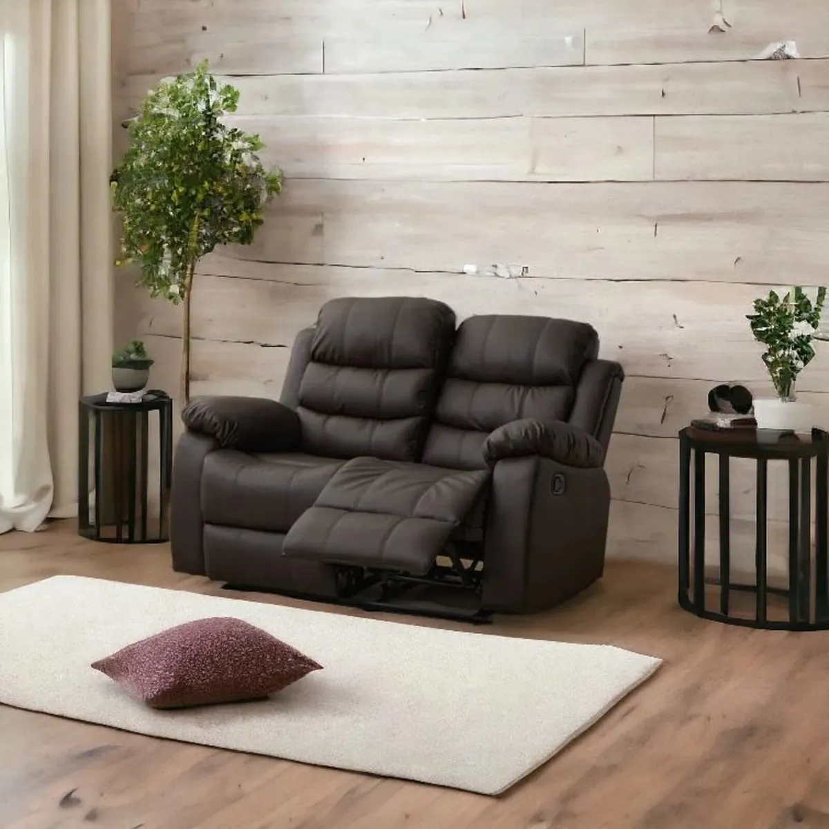 🛋️2-Seater Recliner Sofa – Brown - Image 1