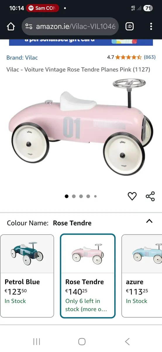 Lily vintage retro ride on car and cot for baby re - Image 3