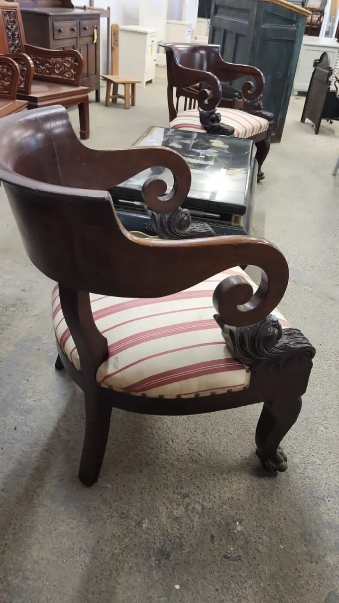 Pair Irish William iv library chairs - Image 2