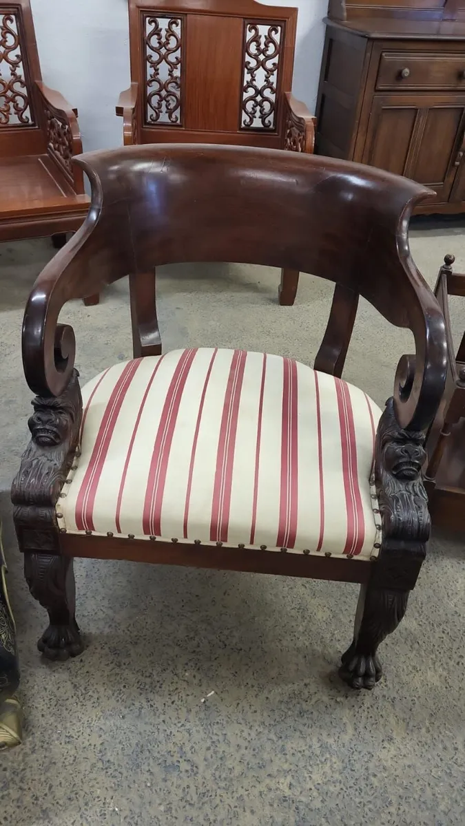 Pair Irish William iv library chairs - Image 3