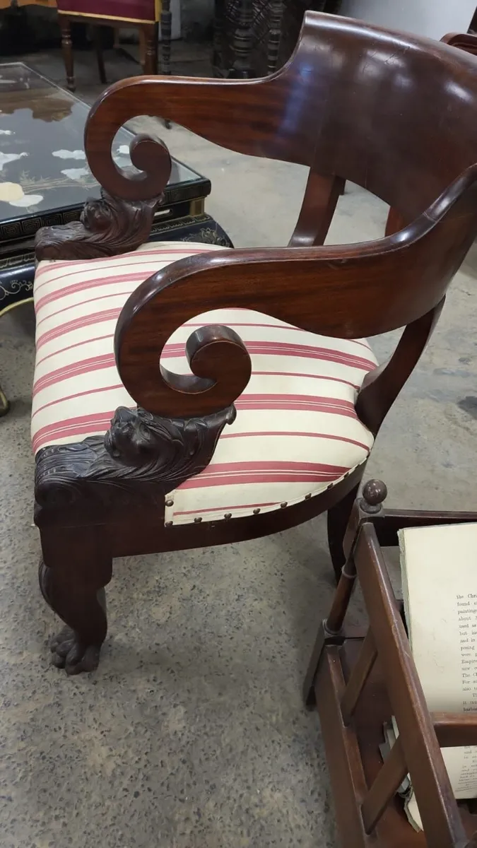 Pair Irish William iv library chairs - Image 4