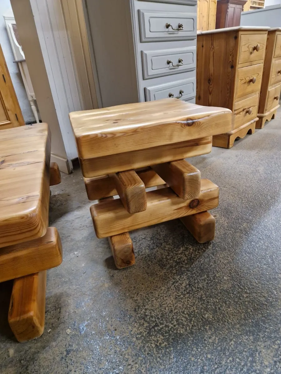 Reclaimed wood coffee table + side table - Image 2
