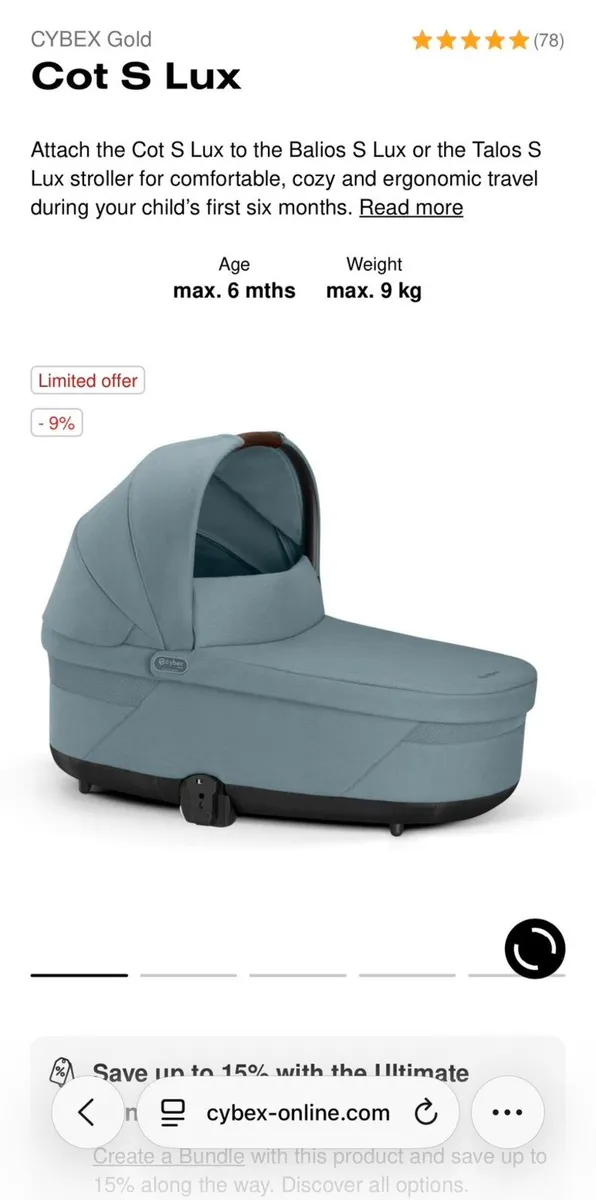 CYBEX Gold Cot S Lux – Stormy Blue - Image 1