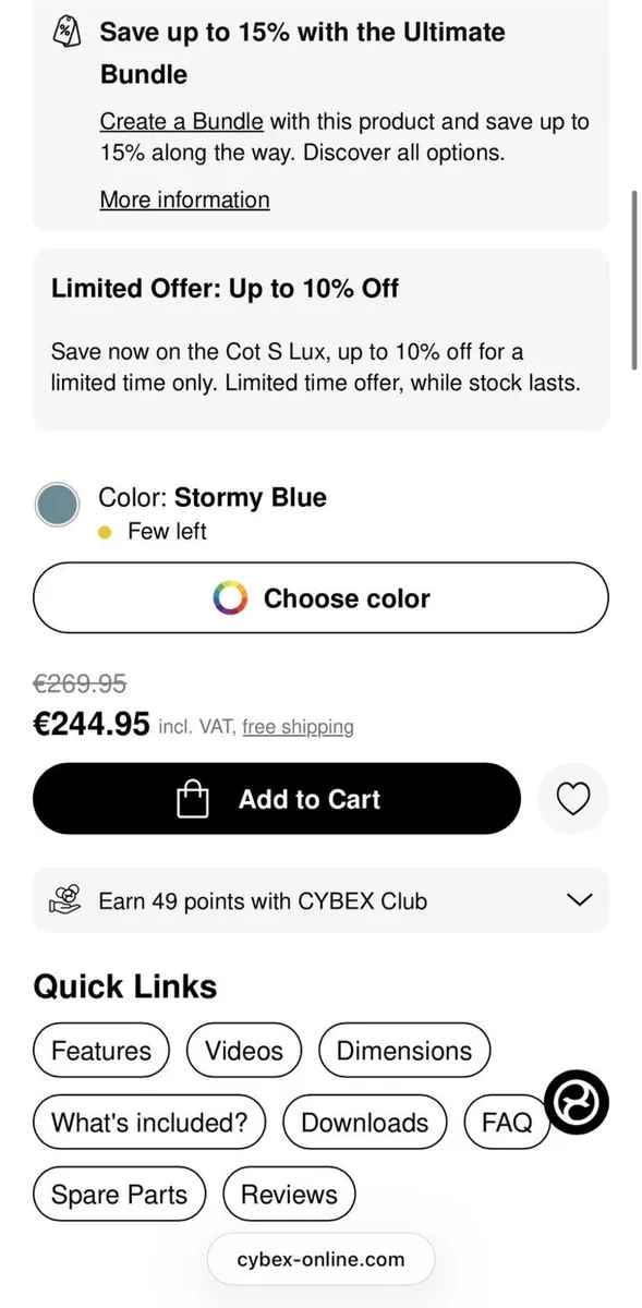 CYBEX Gold Cot S Lux – Stormy Blue - Image 2