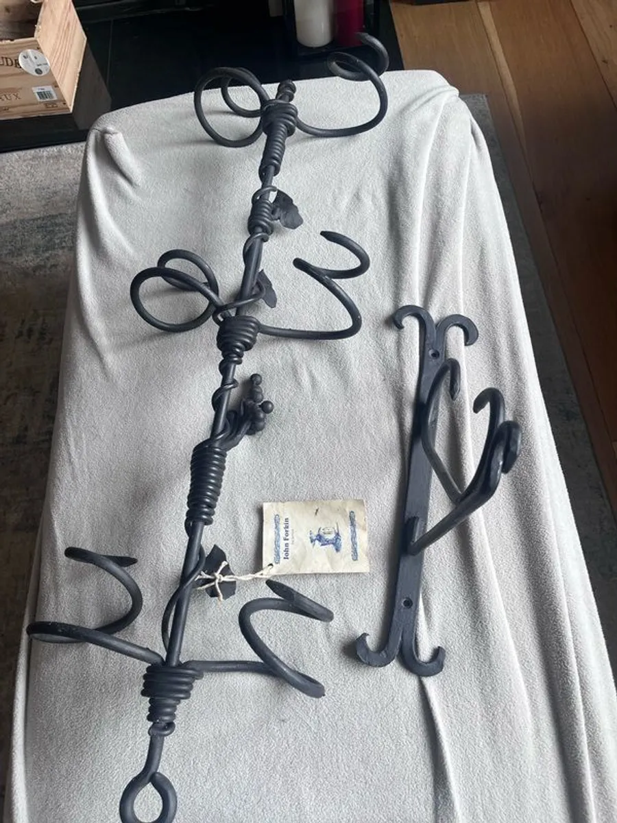 Hand Crafted John Forkin Iron Wine Bottle Holder - Image 1