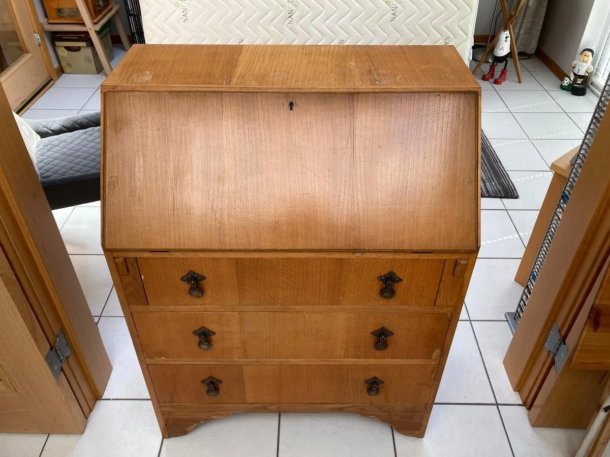 3 Drawer (Alhstrom, Finland) Veneer Writing Bureau - Image 1