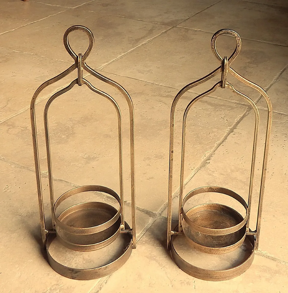 Pair of Metal Candle Holders - Image 1