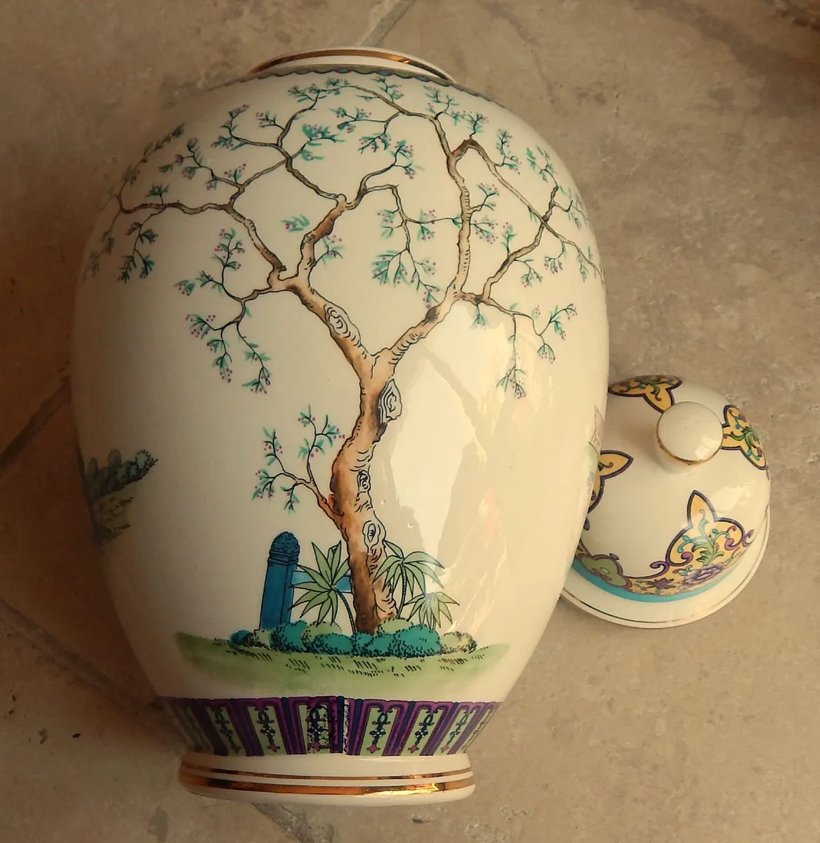 Pair of Chinese Style Lidded Ceramic Jars - Image 2