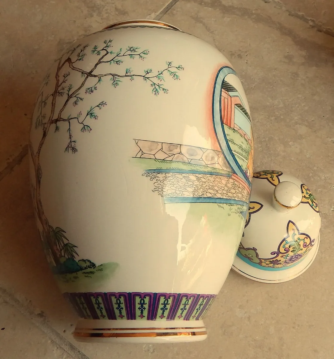Pair of Chinese Style Lidded Ceramic Jars - Image 4