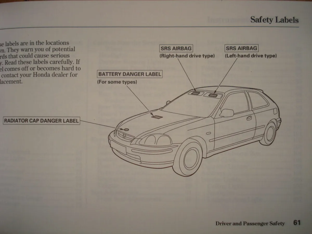 HONDA CIVIC OWNERS HANDBOOK 6TH GENERATION. - Image 2