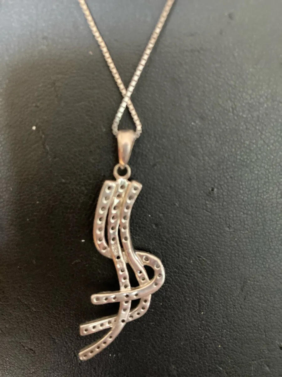 Sterling Silver pendant and chain with CZs - Image 4