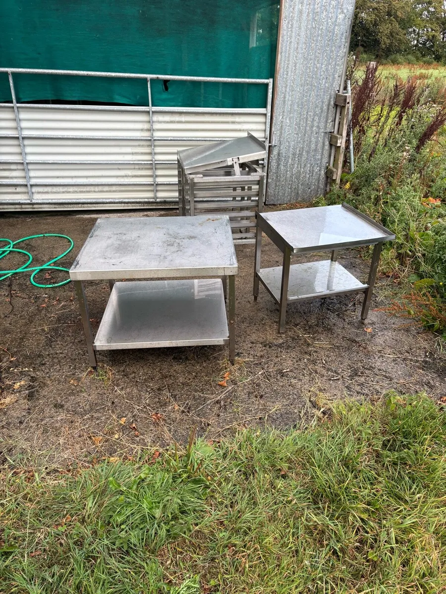 Stainless table and racks - Image 1