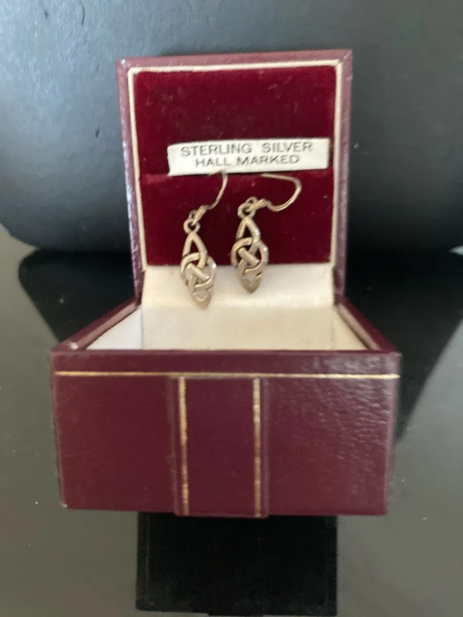 Celtic design Sterling Silver drop earrings - Image 1