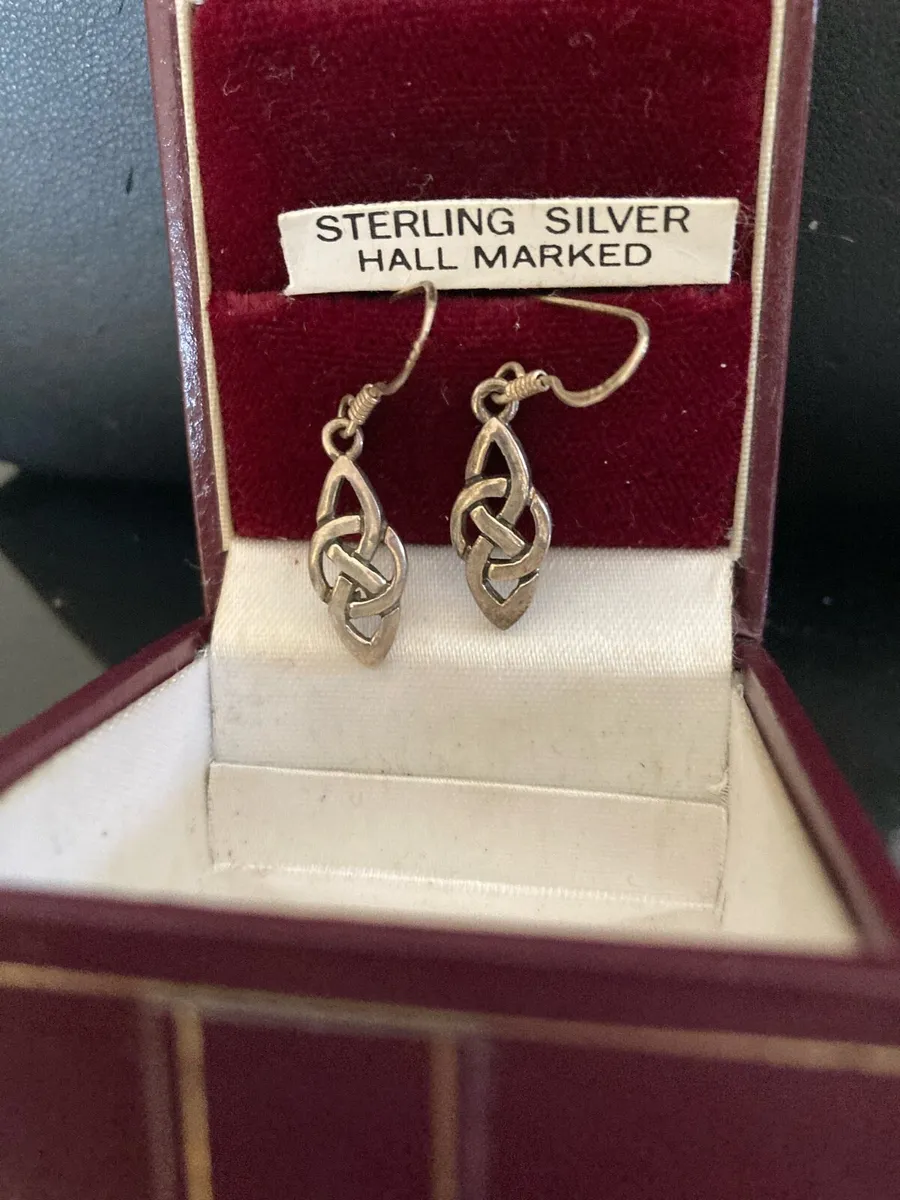 Celtic design Sterling Silver drop earrings - Image 2
