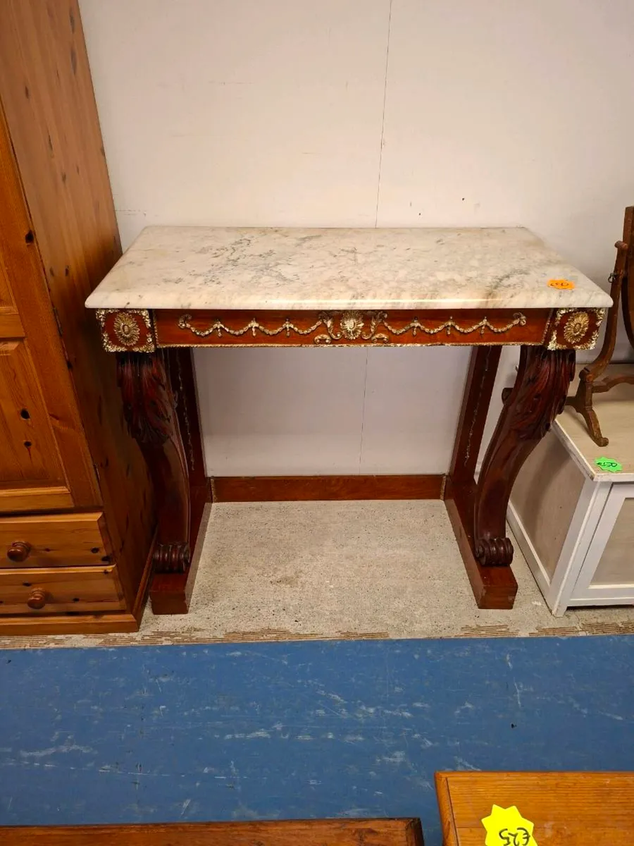 MARBLE TOP ANTIQUE CONSOLE TABLE - Image 1