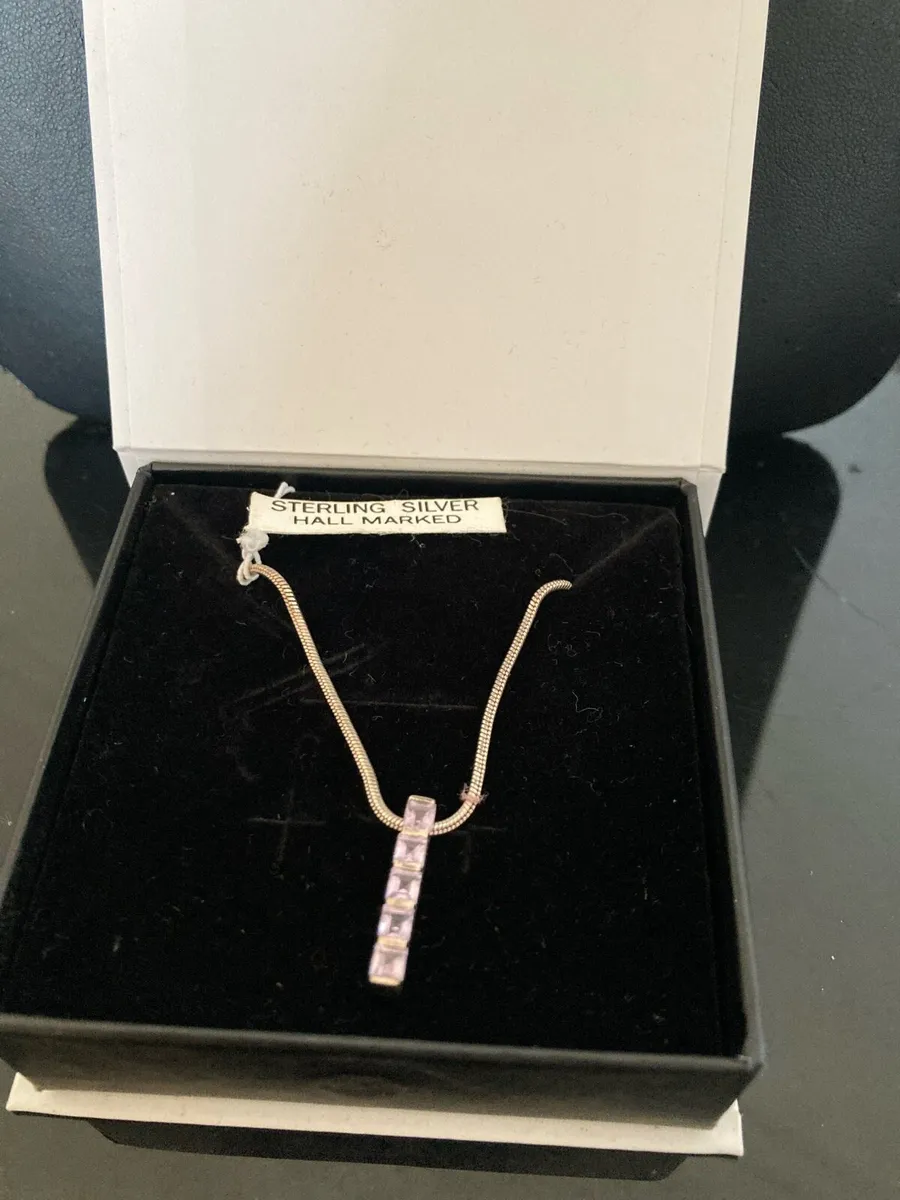 Sterling Silver pendant and chain with CZs - Image 1