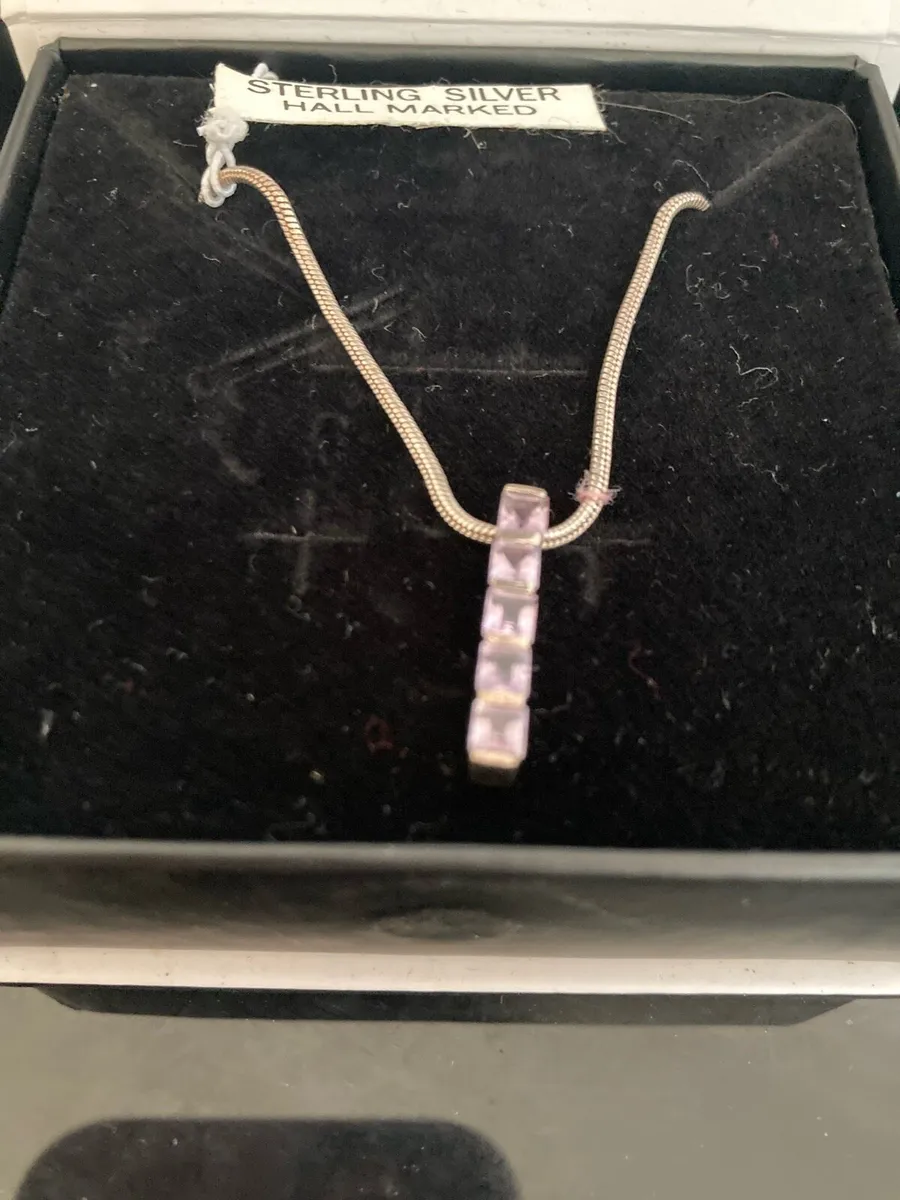 Sterling Silver pendant and chain with CZs - Image 2