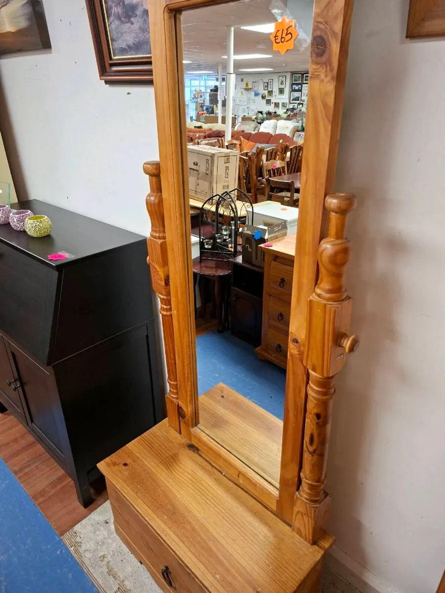 PINE CHEVAL MIRROR WITH DRAWER - Image 2
