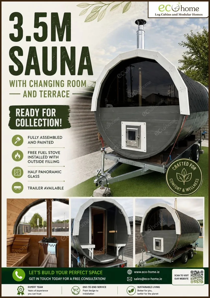 Ecohome.ie 3.5m Sauna with Fuel Stove - Image 1