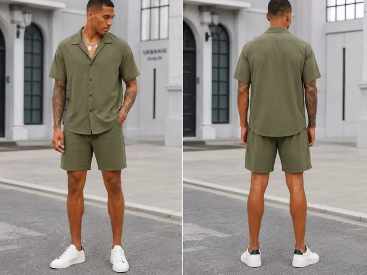 Urbanie Men's Summer Set Short Sleeve Shirt & Shor - Image 1