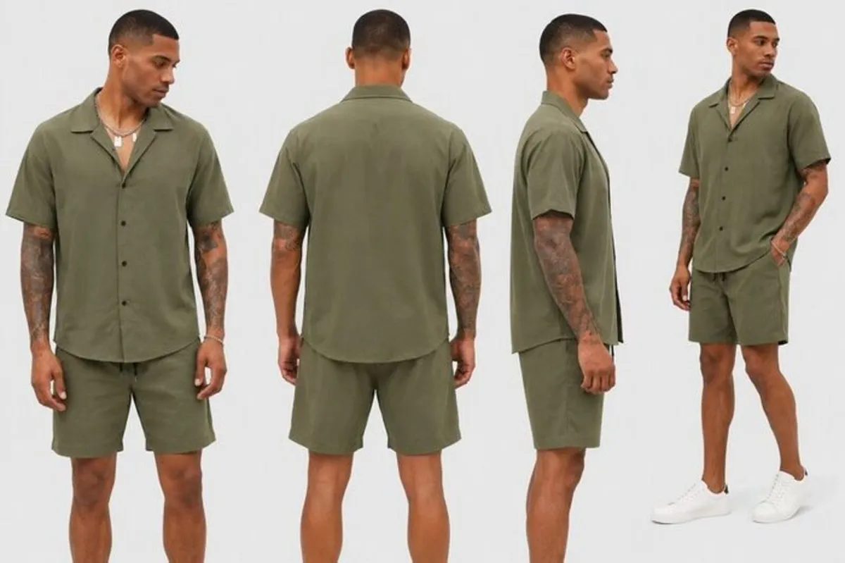 Urbanie Men's Summer Set Short Sleeve Shirt & Shor - Image 2