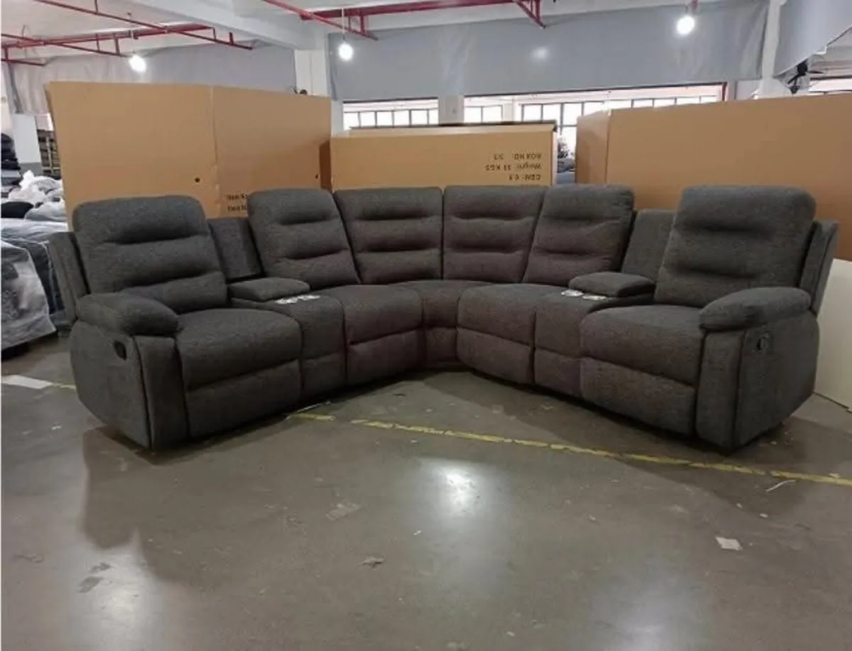 New Valecina Grey Fabric Corner Recliner On Sale - Image 3