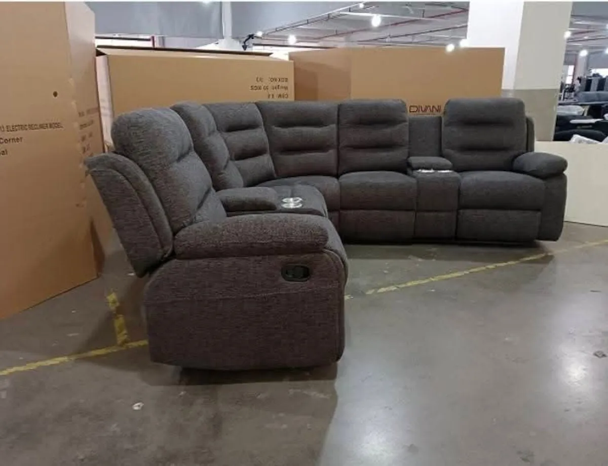 New Valecina Grey Fabric Corner Recliner On Sale - Image 3