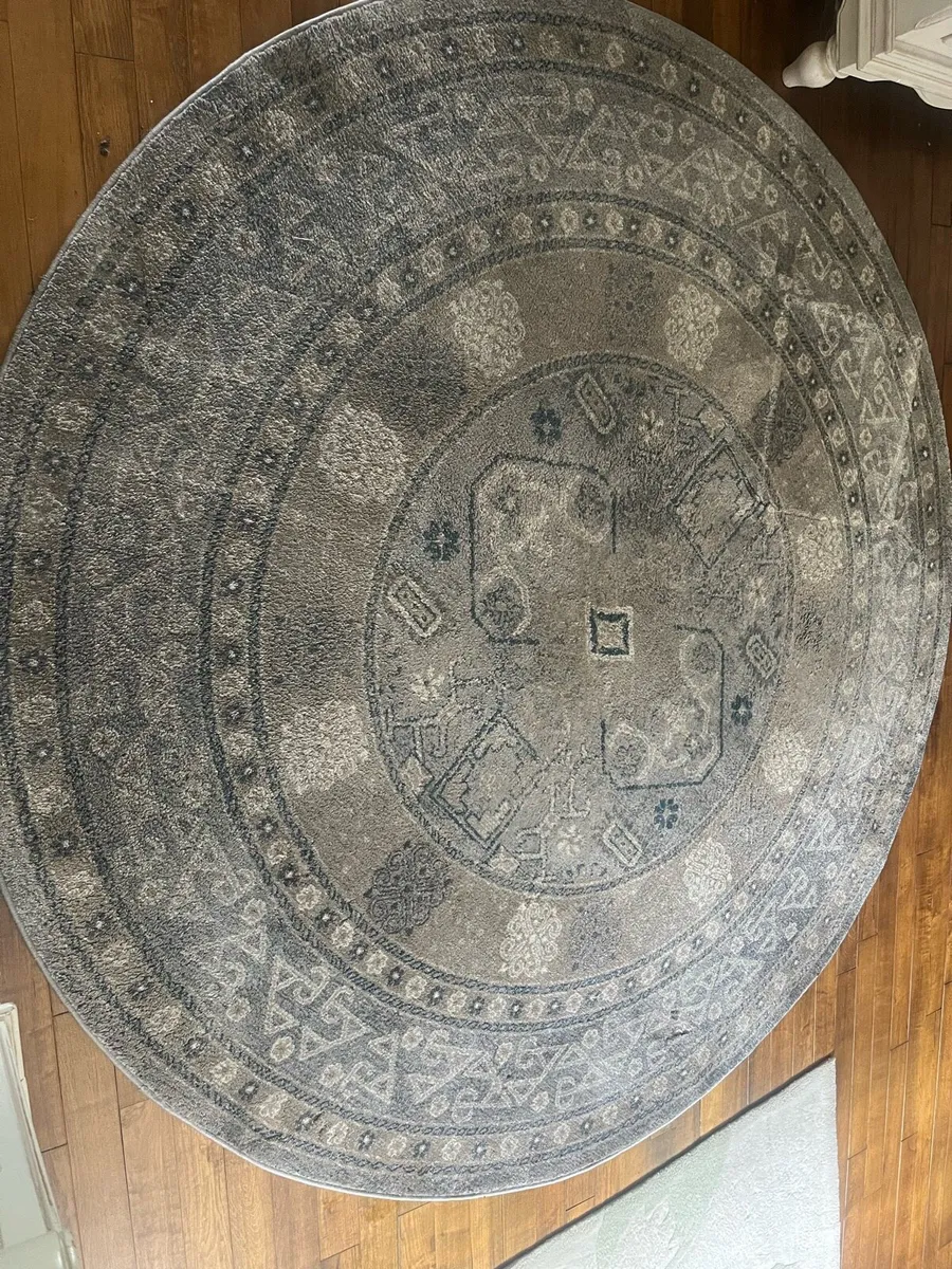 Large Round Rug – 220cm Diameter – Grey/Blue - Image 1