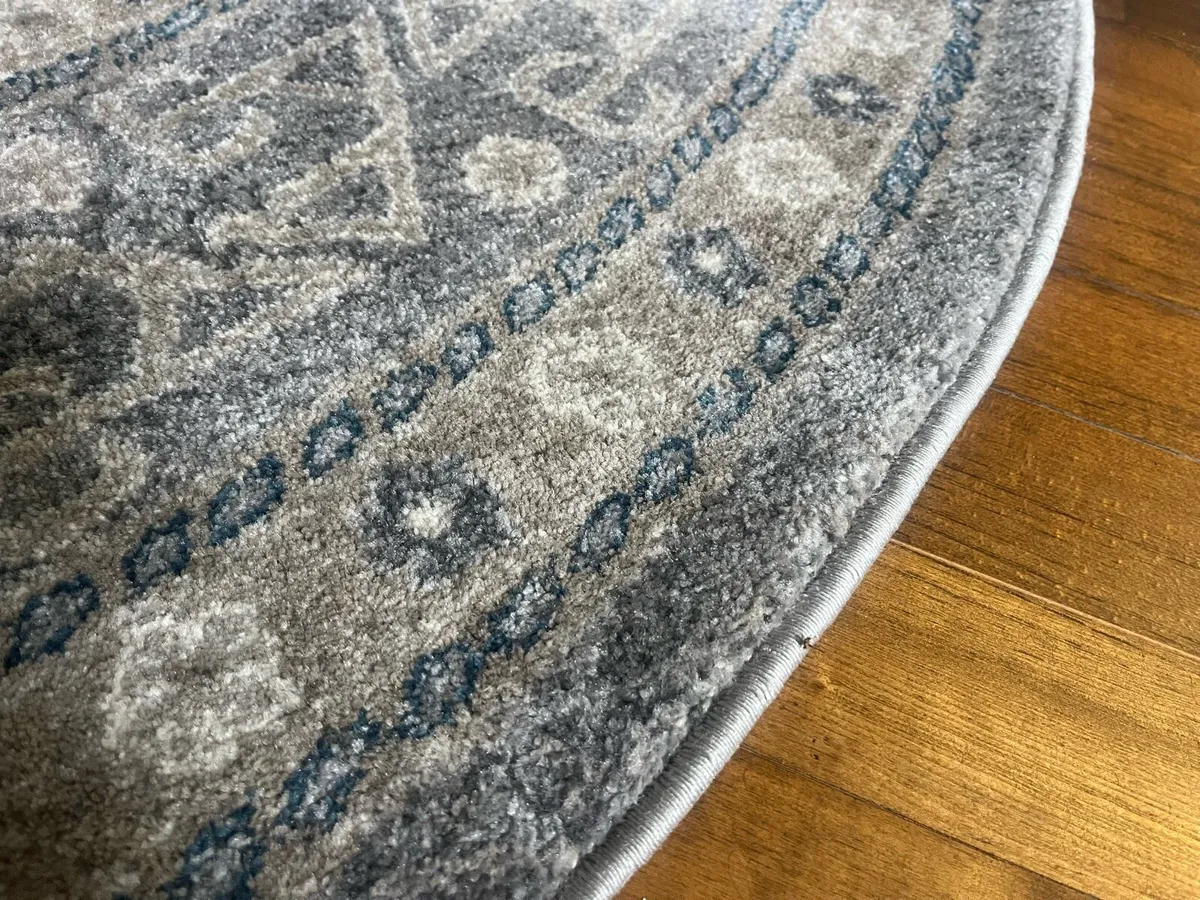 Large Round Rug – 220cm Diameter – Grey/Blue - Image 2