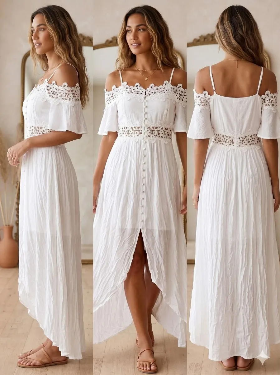 Booho maxi dress Luna lace 6-8 size - Image 1