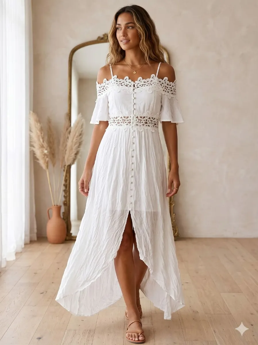 Booho maxi dress Luna lace 6-8 size - Image 3
